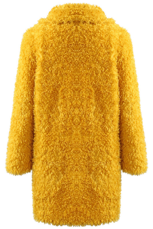 Mustard Faux Fur Teddy Long Coat