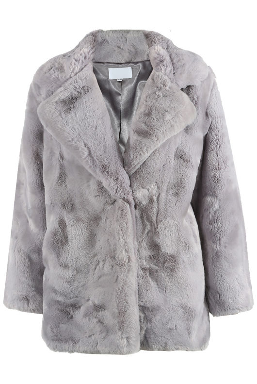 Grey Faux Fur Overcoat