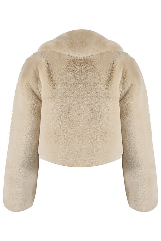 Beige Teddy Faux Fur Cropped Jacket