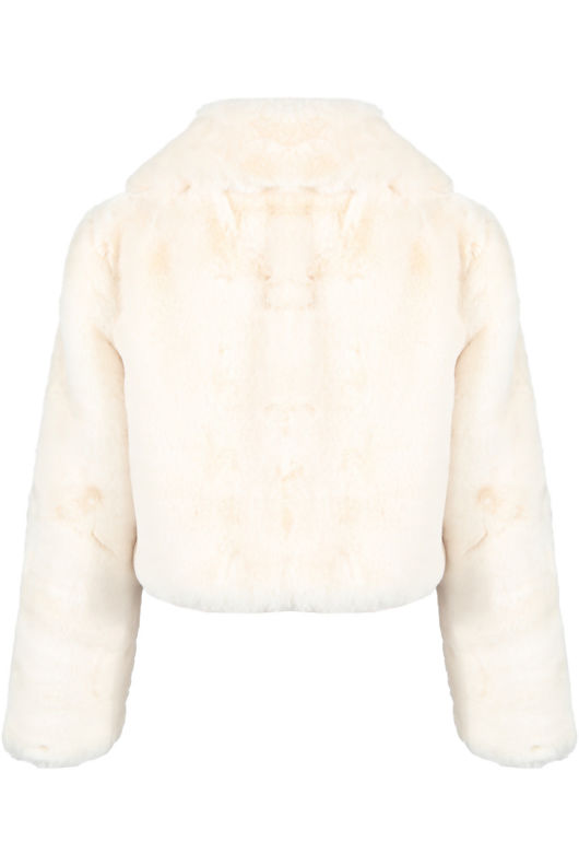 Cream Teddy Faux Fur Cropped Jacket