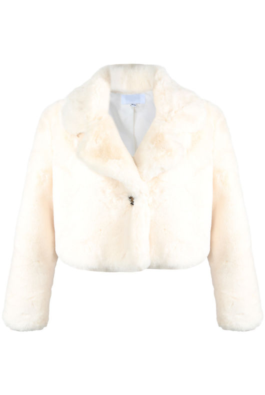 Cream Teddy Faux Fur Cropped Jacket