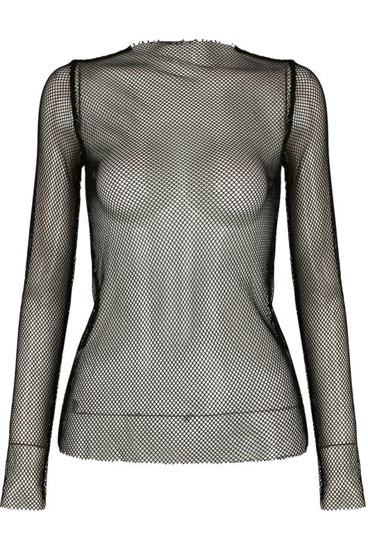 Black Fishnet Long Sleeves Top