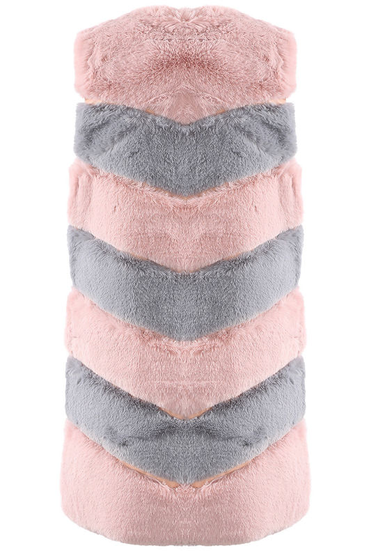 Multi Tone Tiers Pattern Faux Fur Gilet Rose 