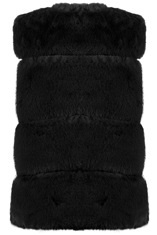Black Layers Pattern Low Front Faux Fur Gilet
