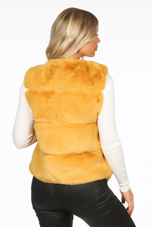 Mustard Luxury Faux Fur Gilet