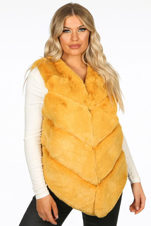 Mustard Luxury Faux Fur Gilet