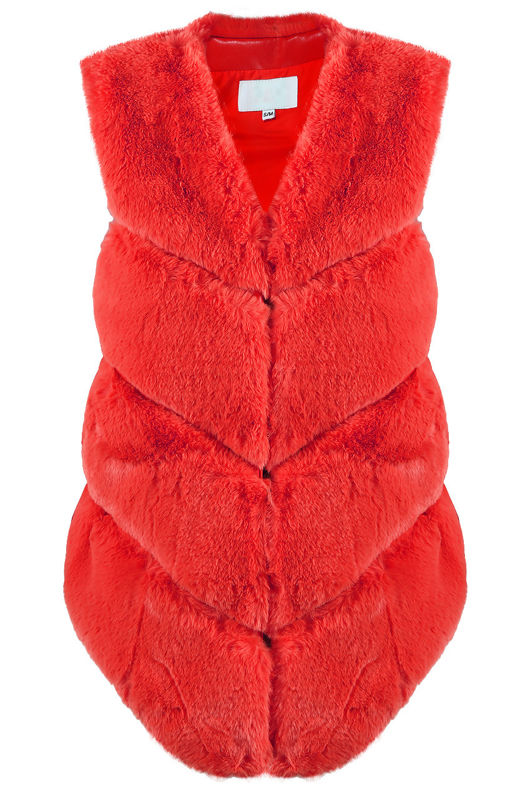 Red Luxury Faux Fur Gilet