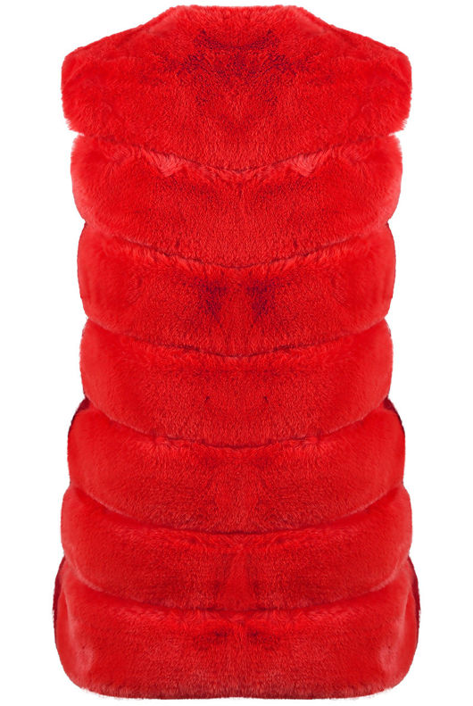 Red Luxury Long Faux Fur Gilet