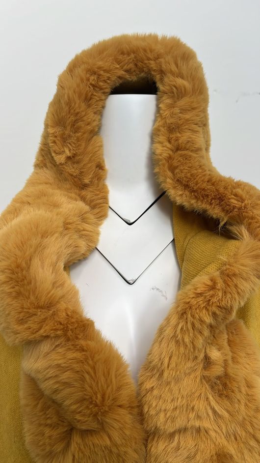 Yellow Faux Fur Cape Shawl Pullover