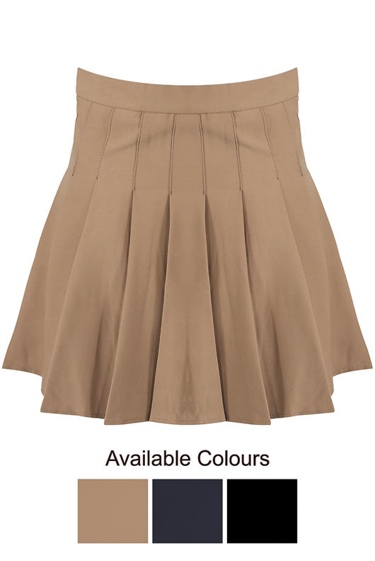 Navy Box Pleated Mini Skirt
