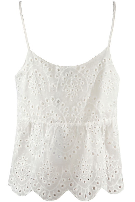 White Broderie Anglaise Embroidered Cami