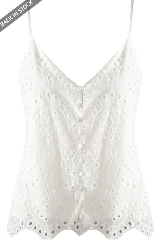 White Broderie Anglaise Embroidered Cami