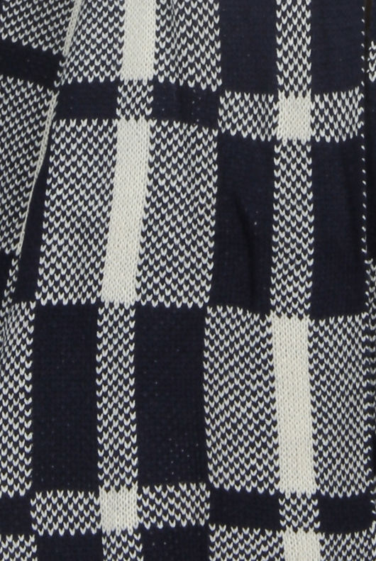 Blue Check Knitted Hooded Jacket