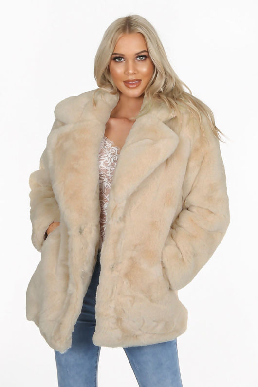 beige fur coat