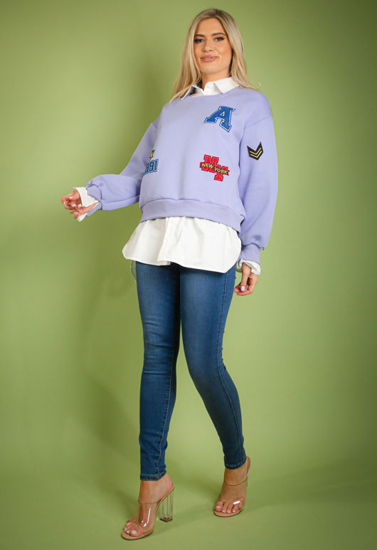 Mix pack Badge Motif Sweatshirt with Shirt Underlay 