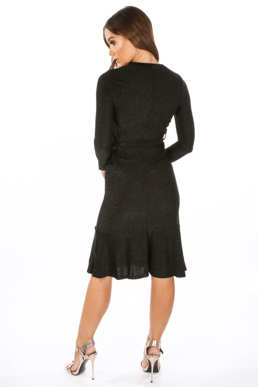 Lurex Wrap Over Midi Dress