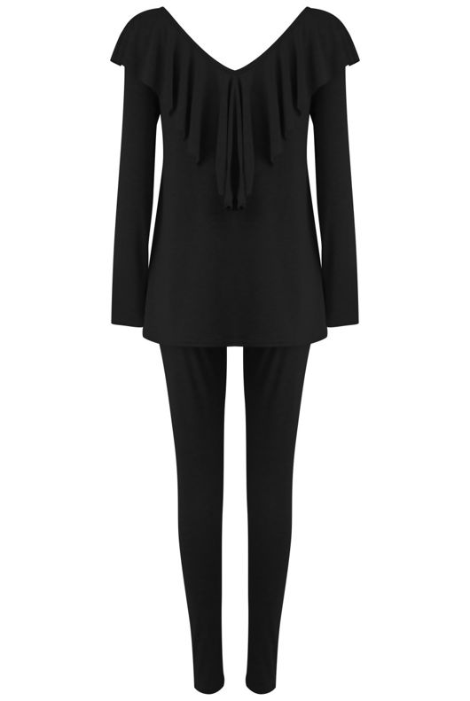 Black Pleated Jersey Loungewear