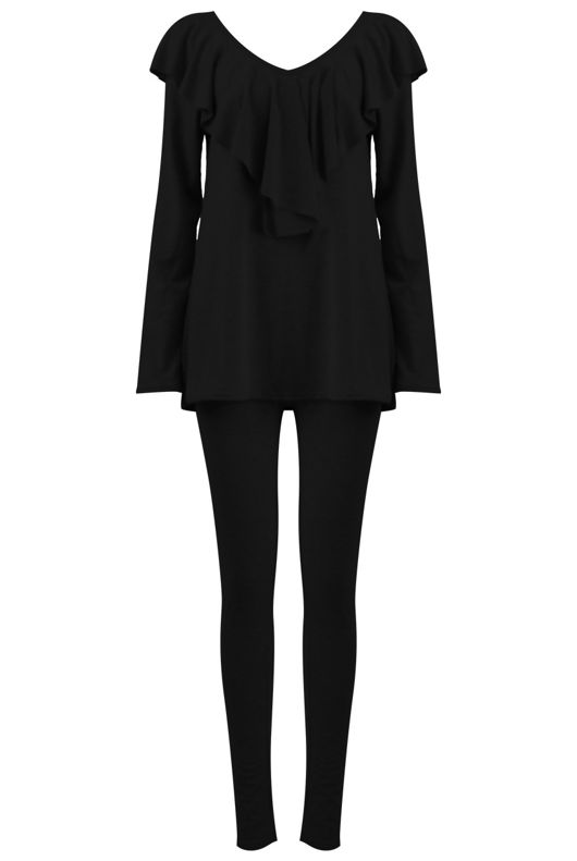 Black Pleated Jersey Loungewear