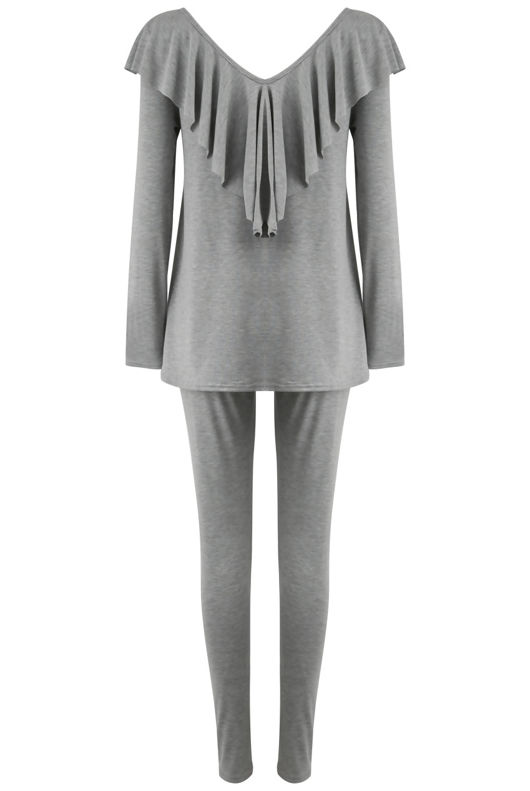Grey Pleated Jersey Loungewear