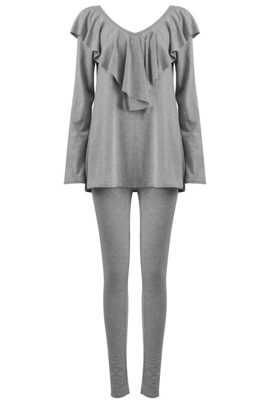 Grey Pleated Jersey Loungewear