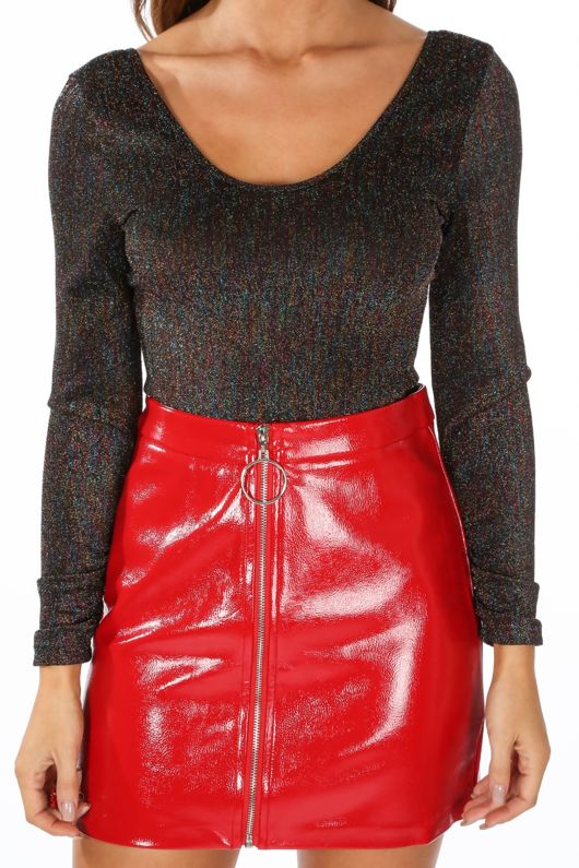 Multi-Coloured Lurex Long Sleeve Bodysuit