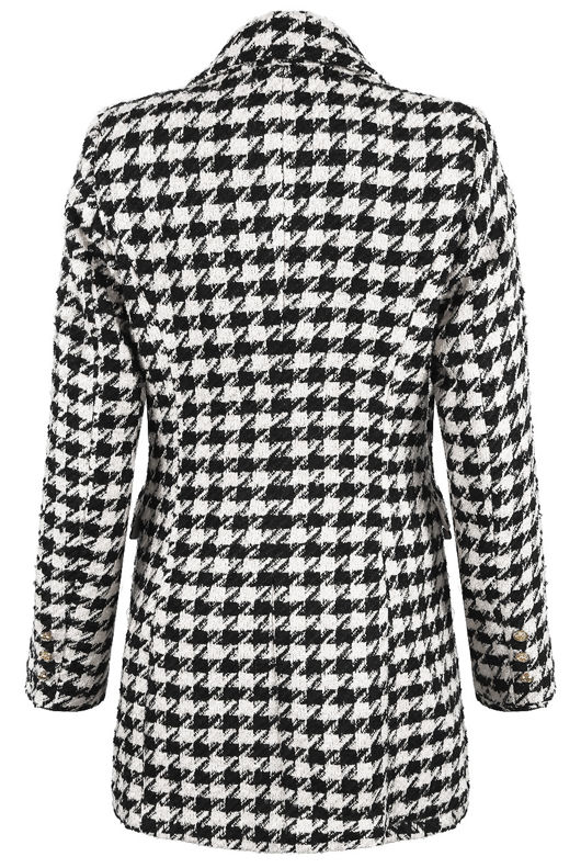 White Hounds Tooth Double Breast Overcoat