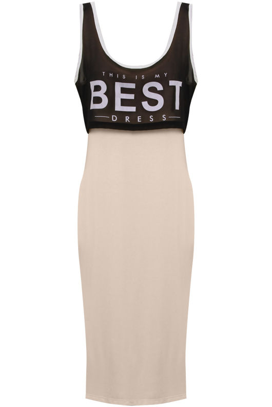  Contrast Colour Printed Midi Dress