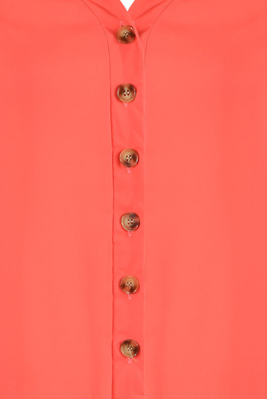 Red Pleated Hem Button Up Dress