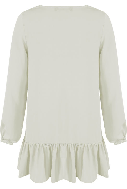 White Pleated Hem Button Up Dress