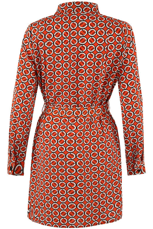 Orange Printed Tie Up Shift Dress