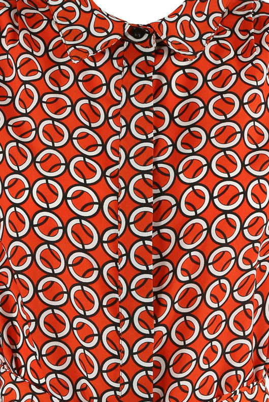 Orange Printed Tie Up Shift Dress