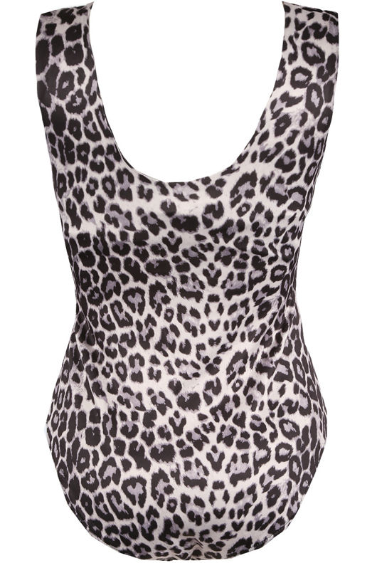 White Leopard Print Bodysuit