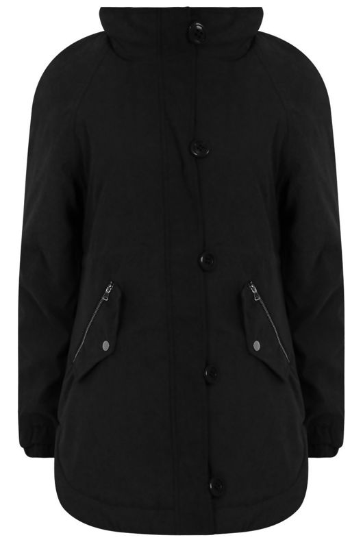 Black Cross Pockets Long Parka