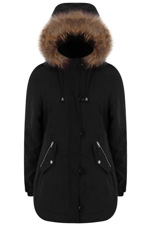 Black Cross Pockets Long Parka