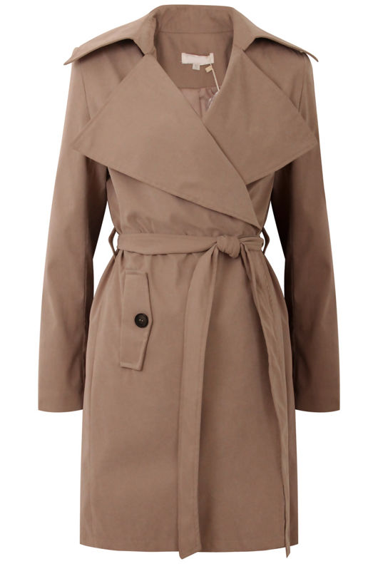 Beige Belt Wrap Duster Overcoat