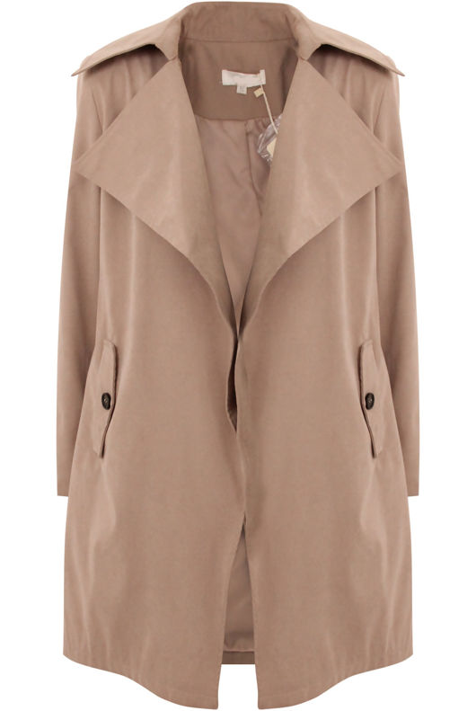 Beige Belt Wrap Duster Overcoat