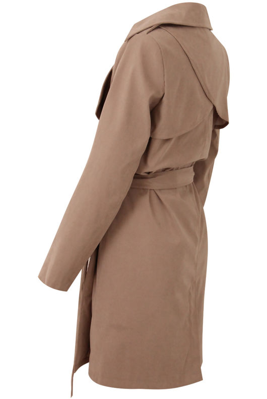 Beige Belt Wrap Duster Overcoat