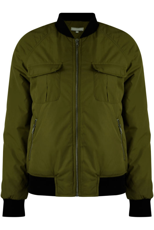 Khaki Cargo Pockets Bomber Jacket 