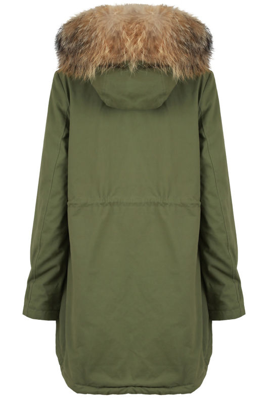 Khaki Fleece Lined Parka Coat