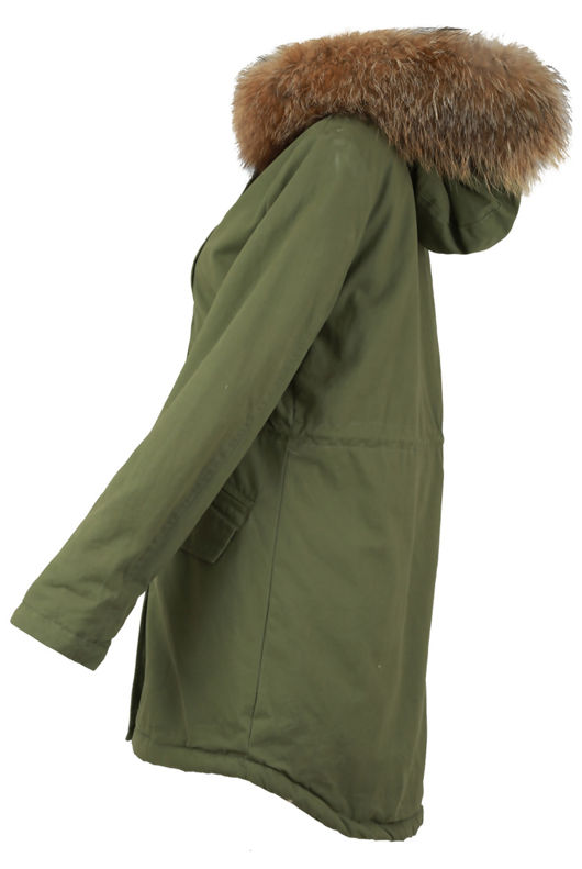 Khaki Fleece Lined Parka Coat