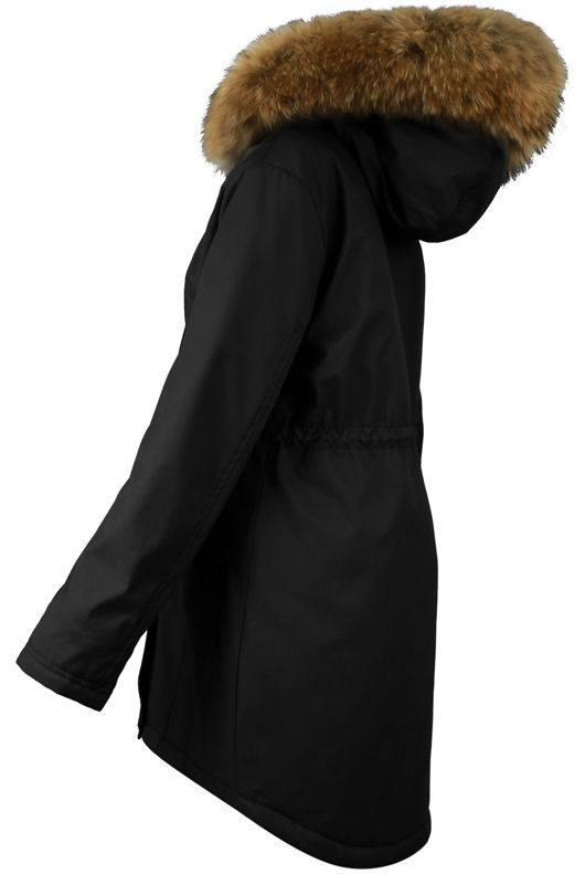 Black Padded Lining Parka Coat