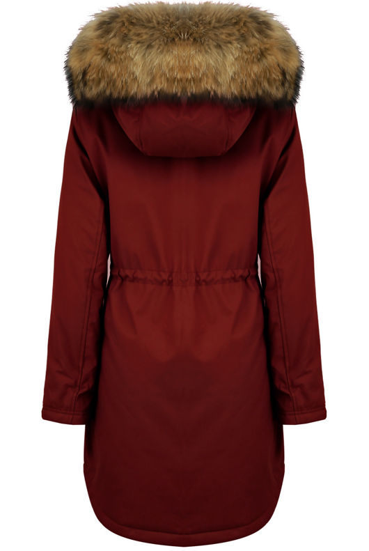 Burgundy Padded Lining Parka Coat