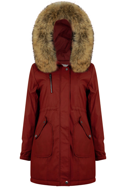 Burgundy Padded Lining Parka Coat