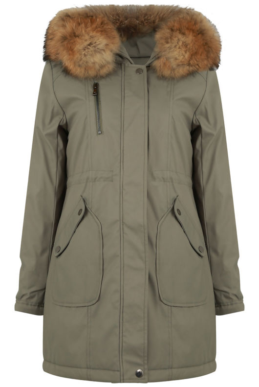 Khaki Padded Lining Parka Coat