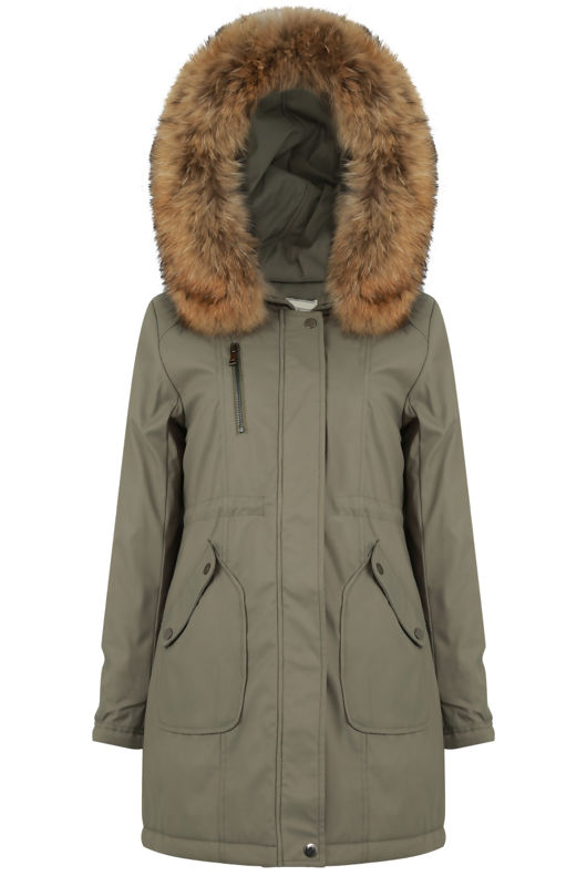 Khaki Padded Lining Parka Coat