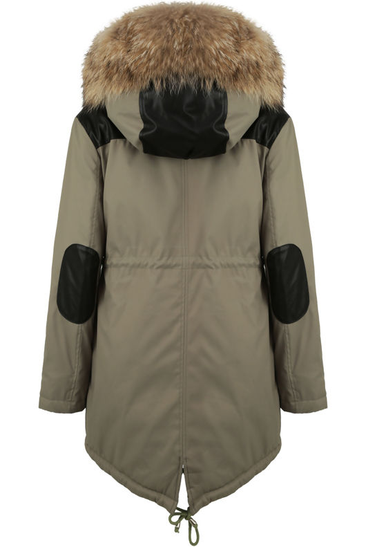 Khaki PVC Patch Detail Parka Coat 