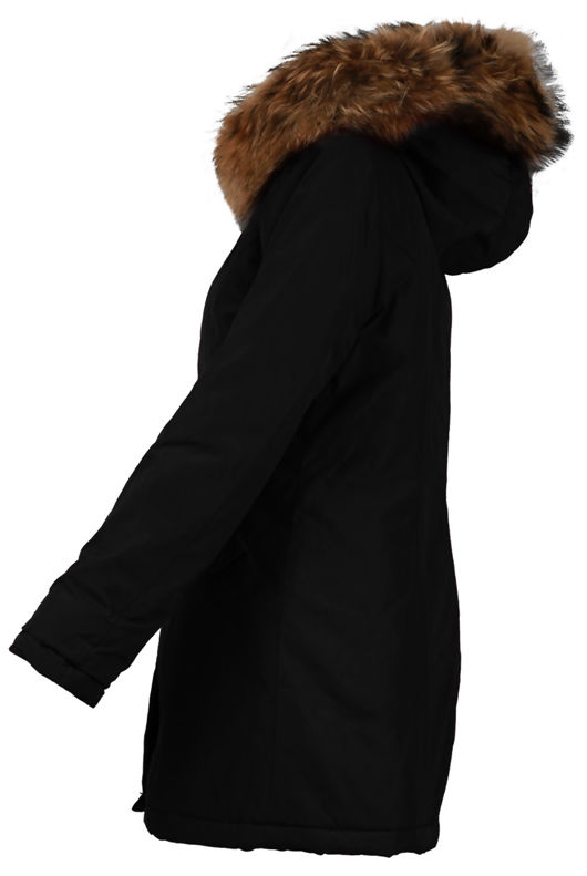 Golden Fur Hood Parka Khaki Coat 