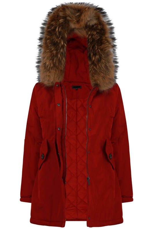 Golden Fur Hood Parka Coat 