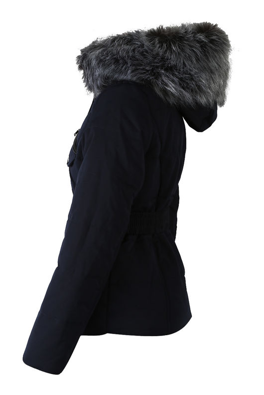 Navy Natural Fur Hood Parka Jacket