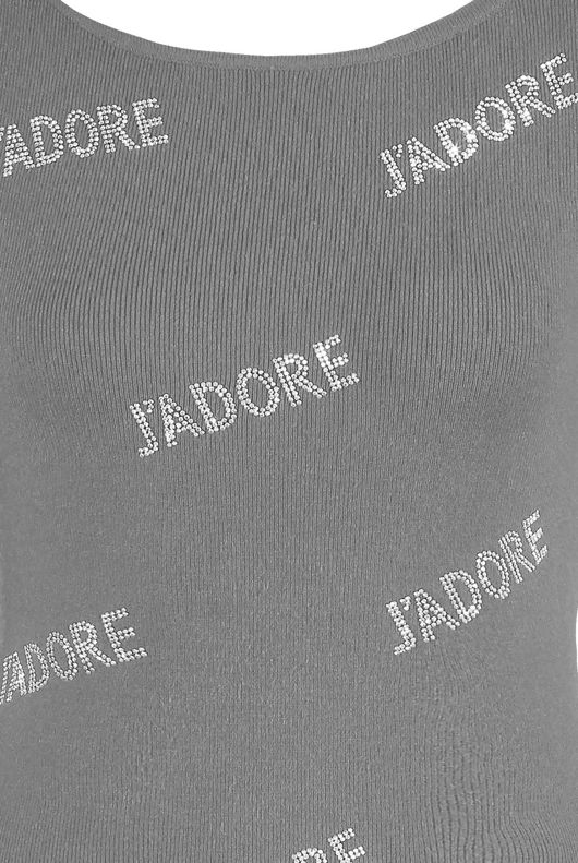 Grey Studded Jadore Slogan Knitted Jumper